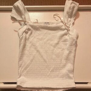 Kimchi Blue White Smocked Tie Front Tank Top